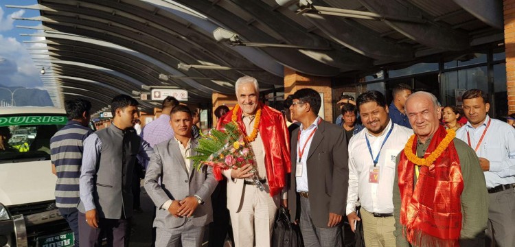 محسن مهرعلیزاده رئیس فدراسیون بین المللی ورزش های زورخانه ای و کشتی پهلوانی وارد نپال شد
